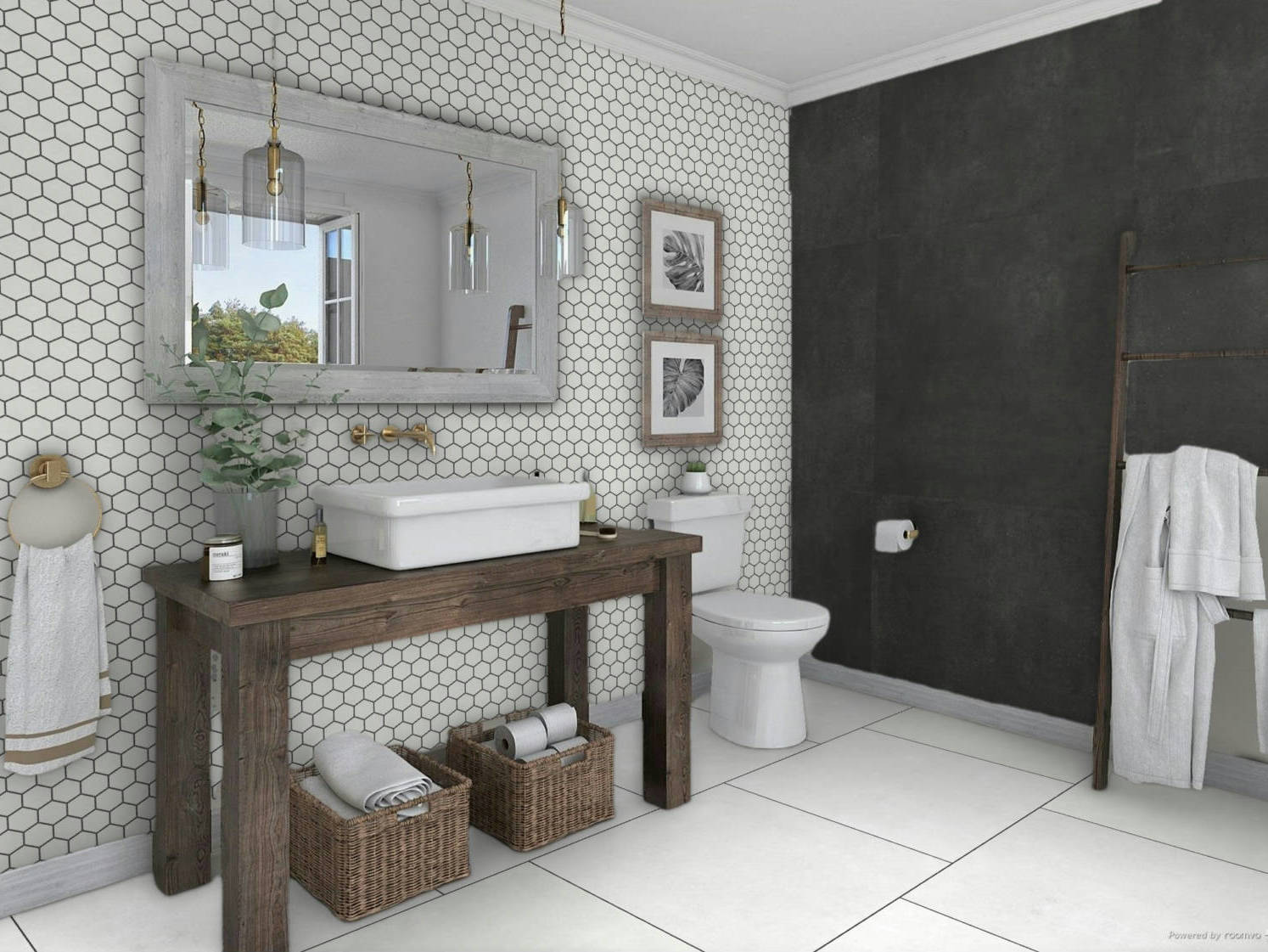 Ashland White 36x36, 3x3 Mosaic, and 48x48 Black | Mohawk Tile and Marble