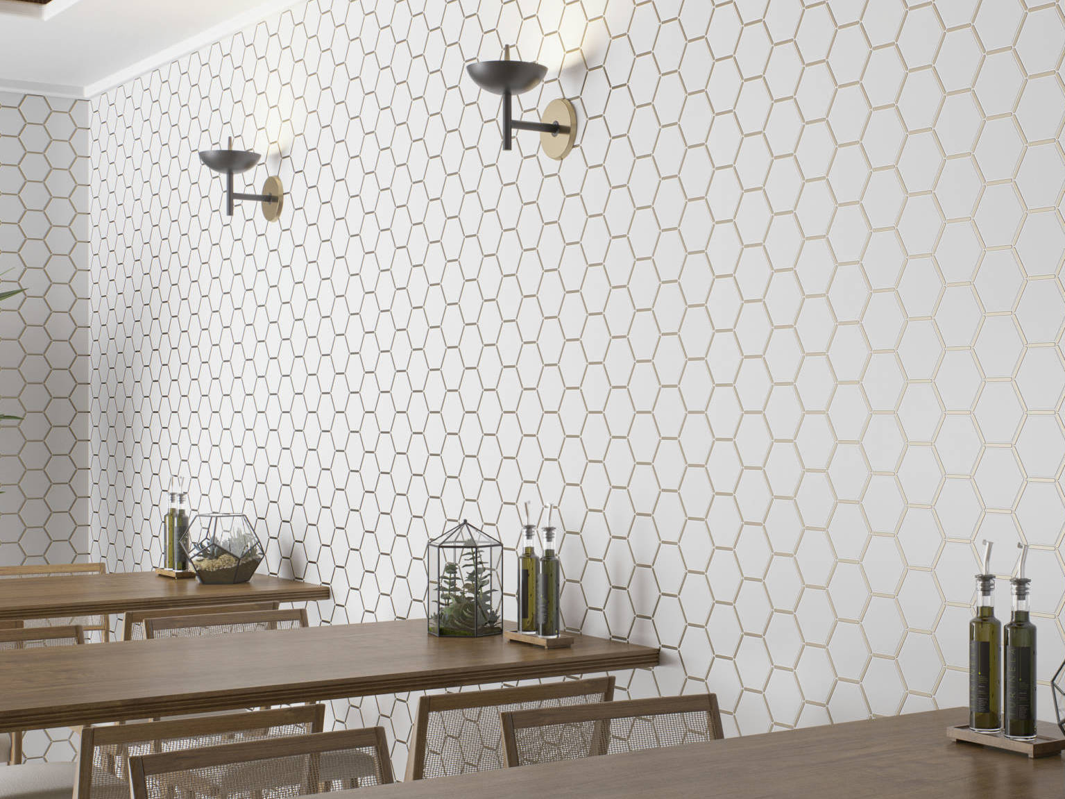 Gilded Hex Mosaic  | Mohawk Tile and Marble
