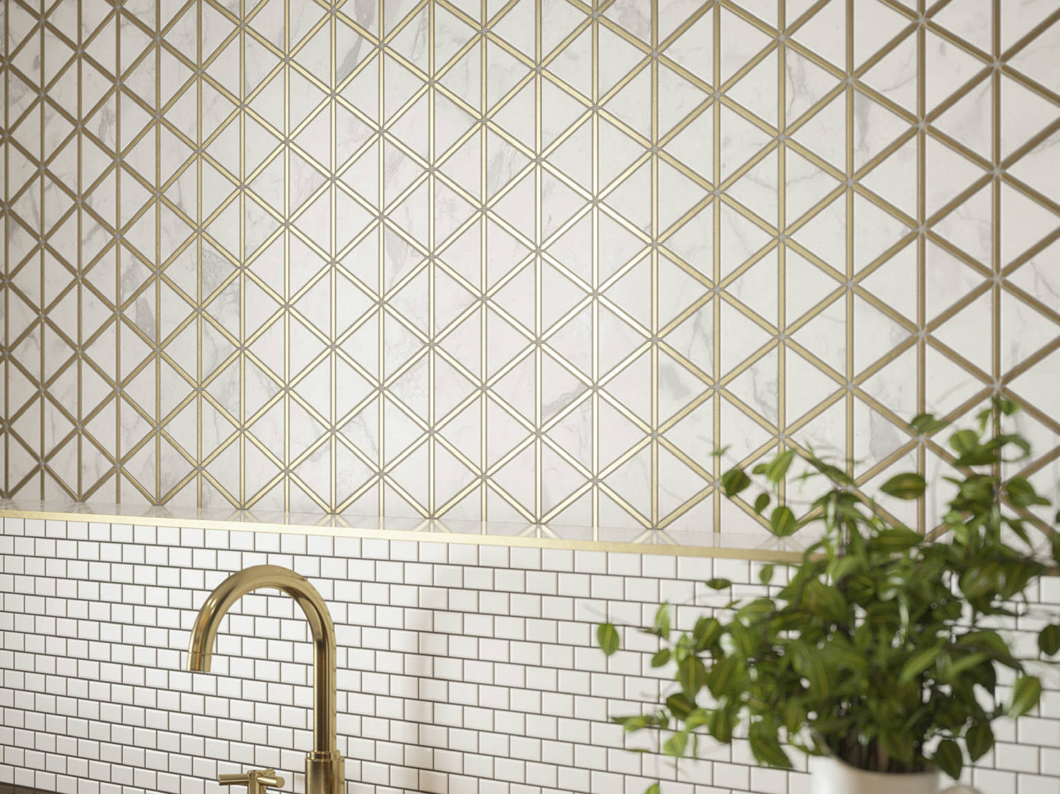 Gilded Triangles Mosaic, Creek Trail Mosaic | Mohawk Tile and Marble