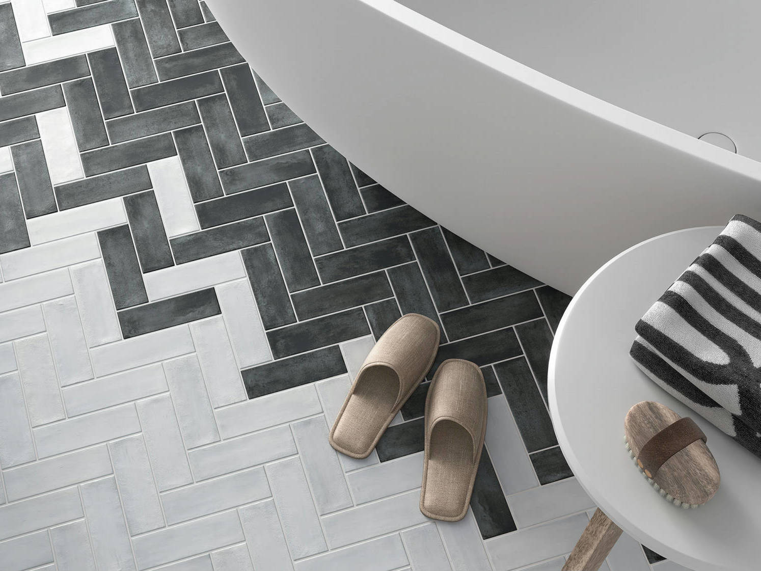 Lisbon 2X6 Pearl and Graphite | Mohawk Tile and Marble