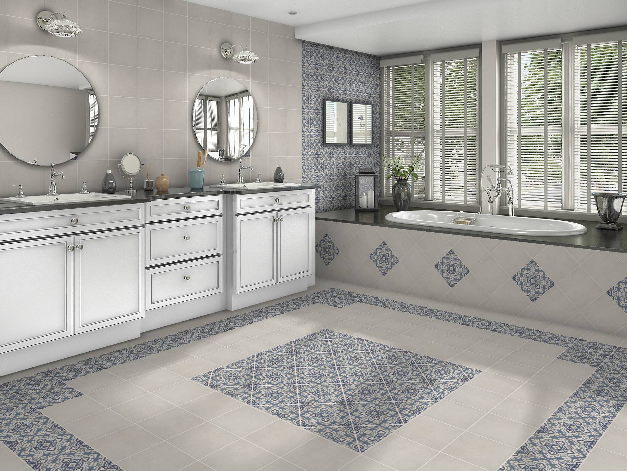 Tapestry Istanbul and Sierra White 9x9 | Mohawk Tile and Marble