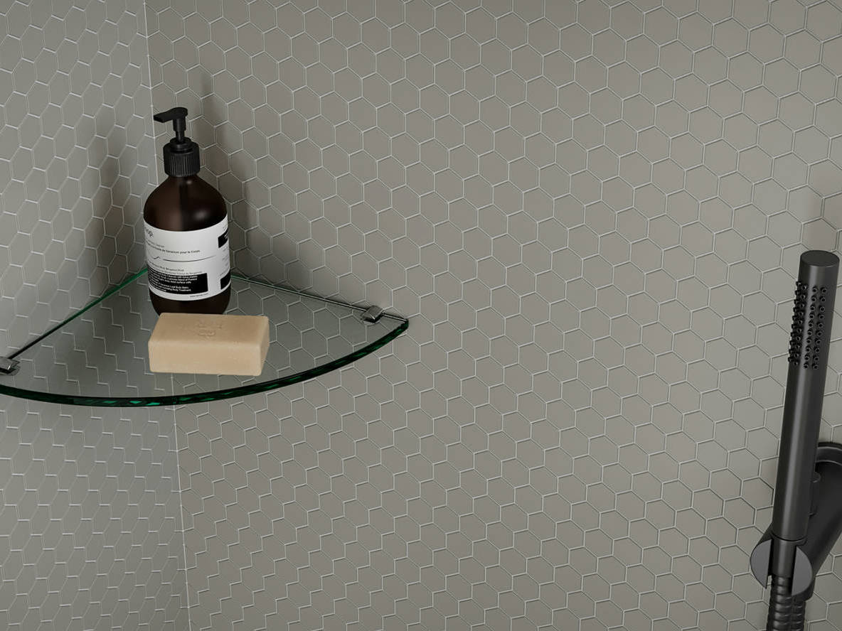 Traditions Taupe Matte 1in Hex Mosaic | Mohawk Tile and Marble