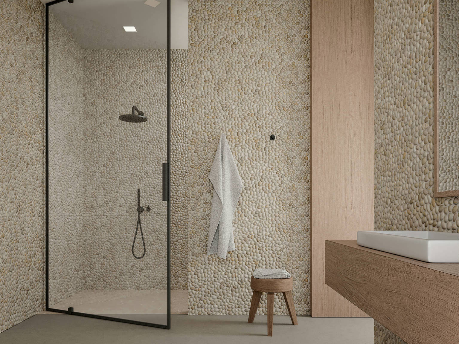 Zen Fiji Cream Natural Pebble Matte Mosaic | Mohawk Tile and Marble