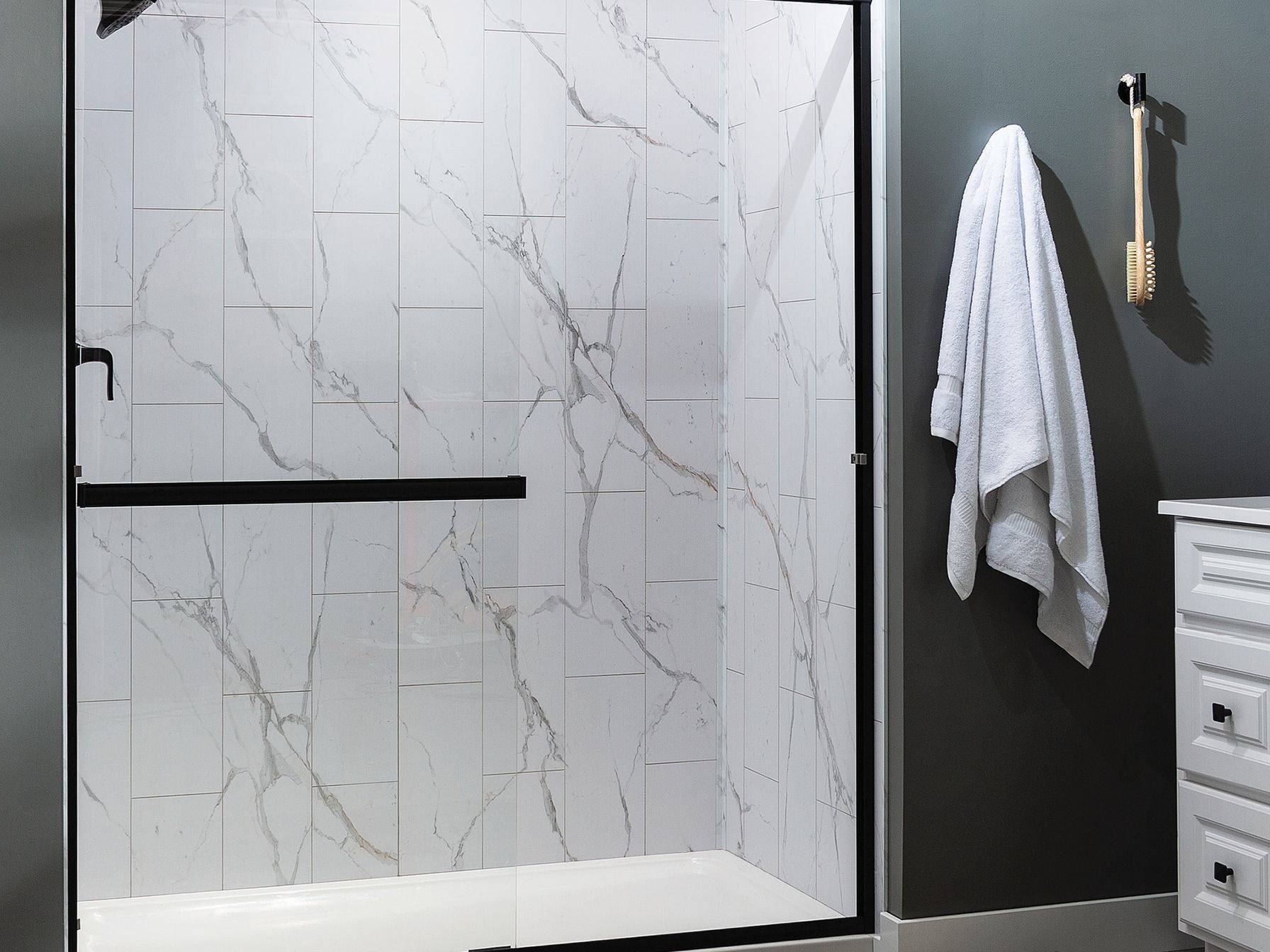 Carrara Marble Shower Wall Kit 30x60x78 | Mohawk Tile and Marble