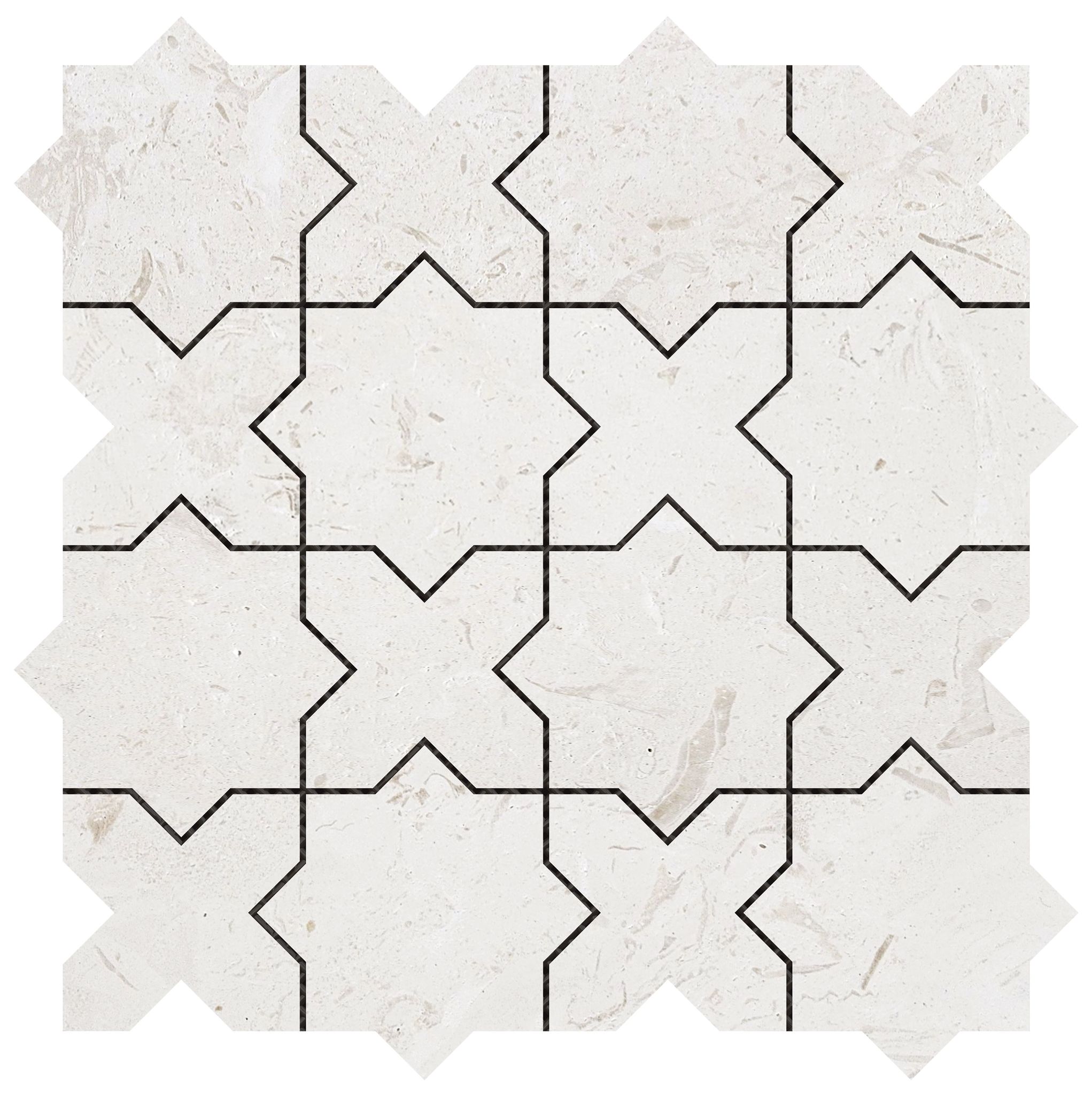 3"x3" Cross & Star Beige Marble | Mohawk Tile and Marble