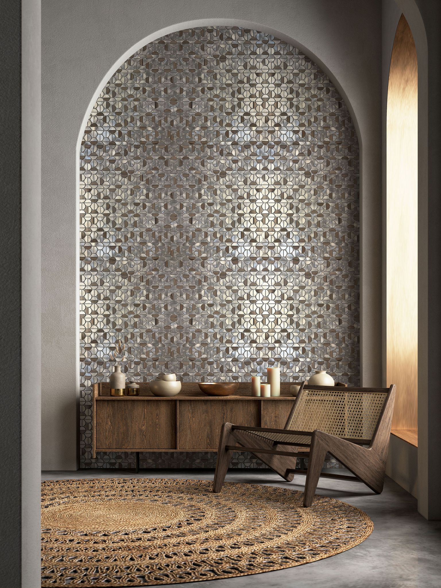 Aluminum & Marble Semi Circle 19 Brown | Mohawk Tile and Marble