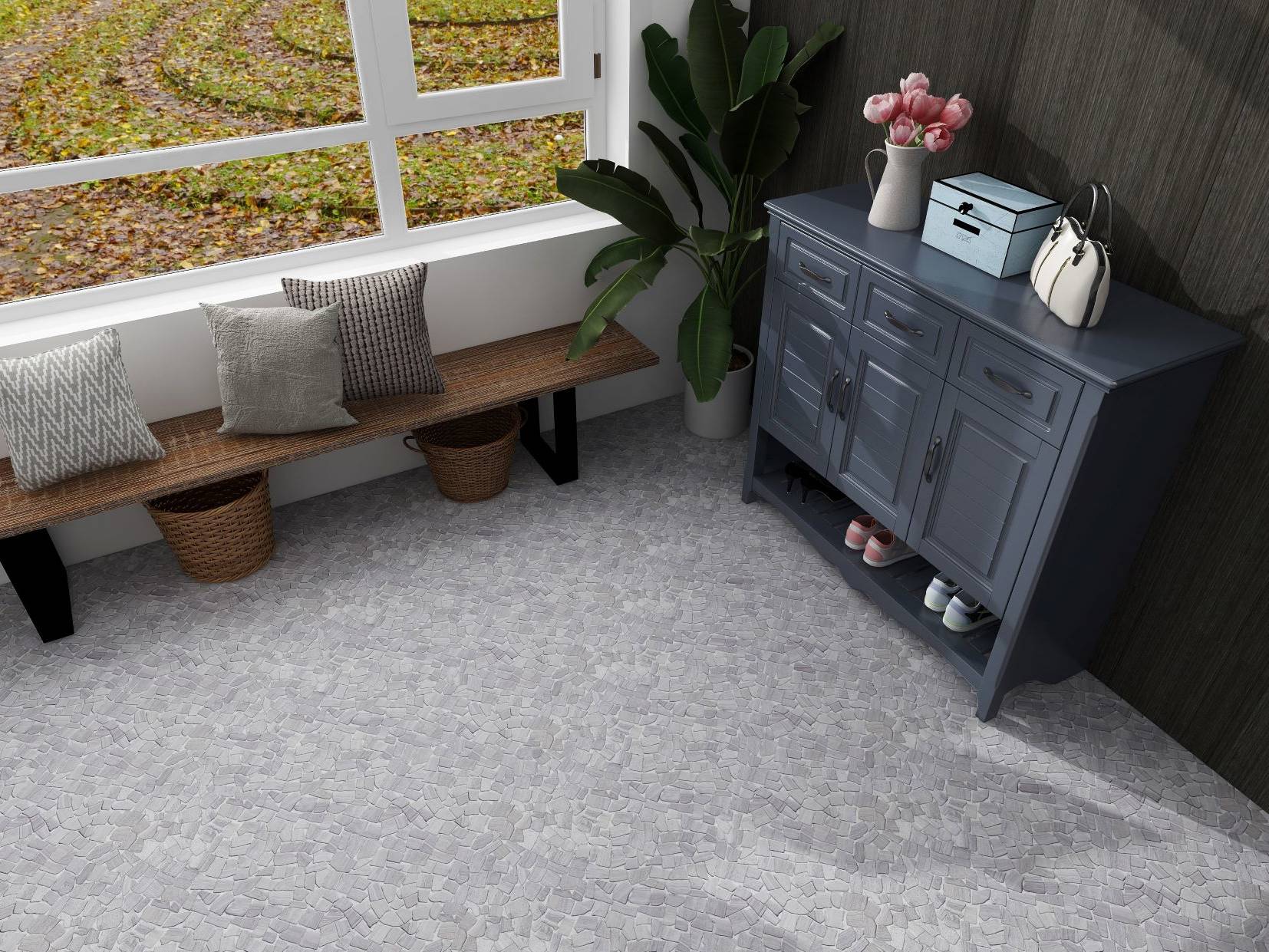 Beige Limestone Matte Mini Opus Interlocking  | Mohawk Tile and Marble