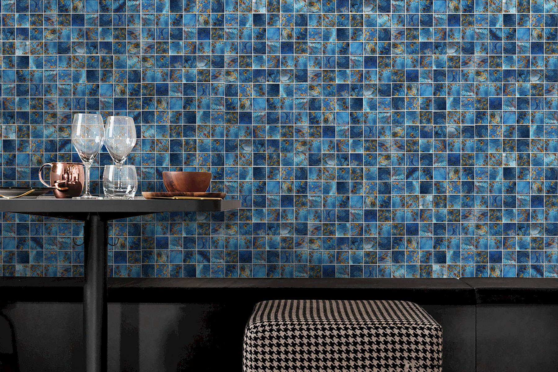 Blue Aluminum 2"x2" Mix Mosaic | Mohawk Tile and Marble
