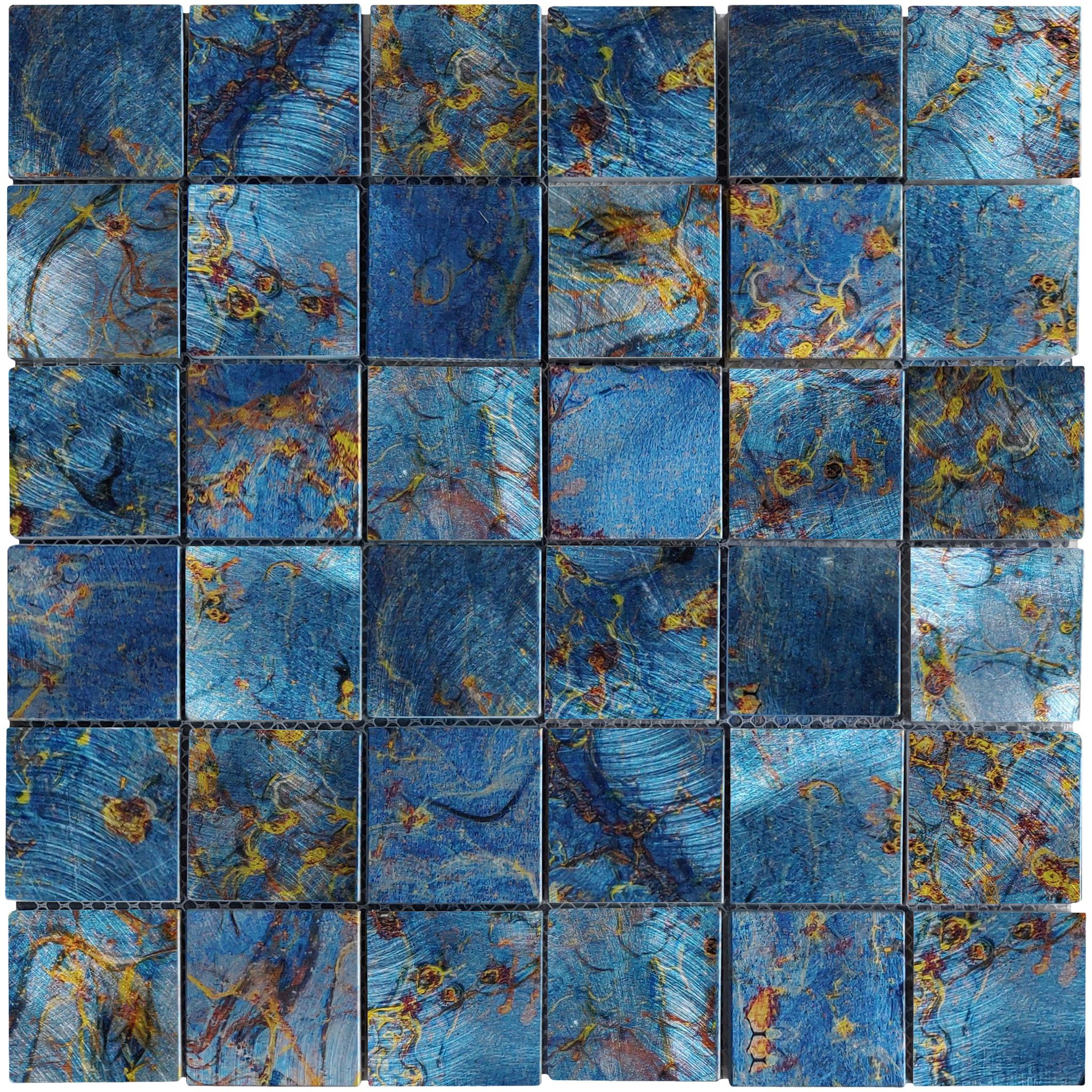 Blue Aluminum 2"x2" Mix Mosaic | Mohawk Tile and Marble