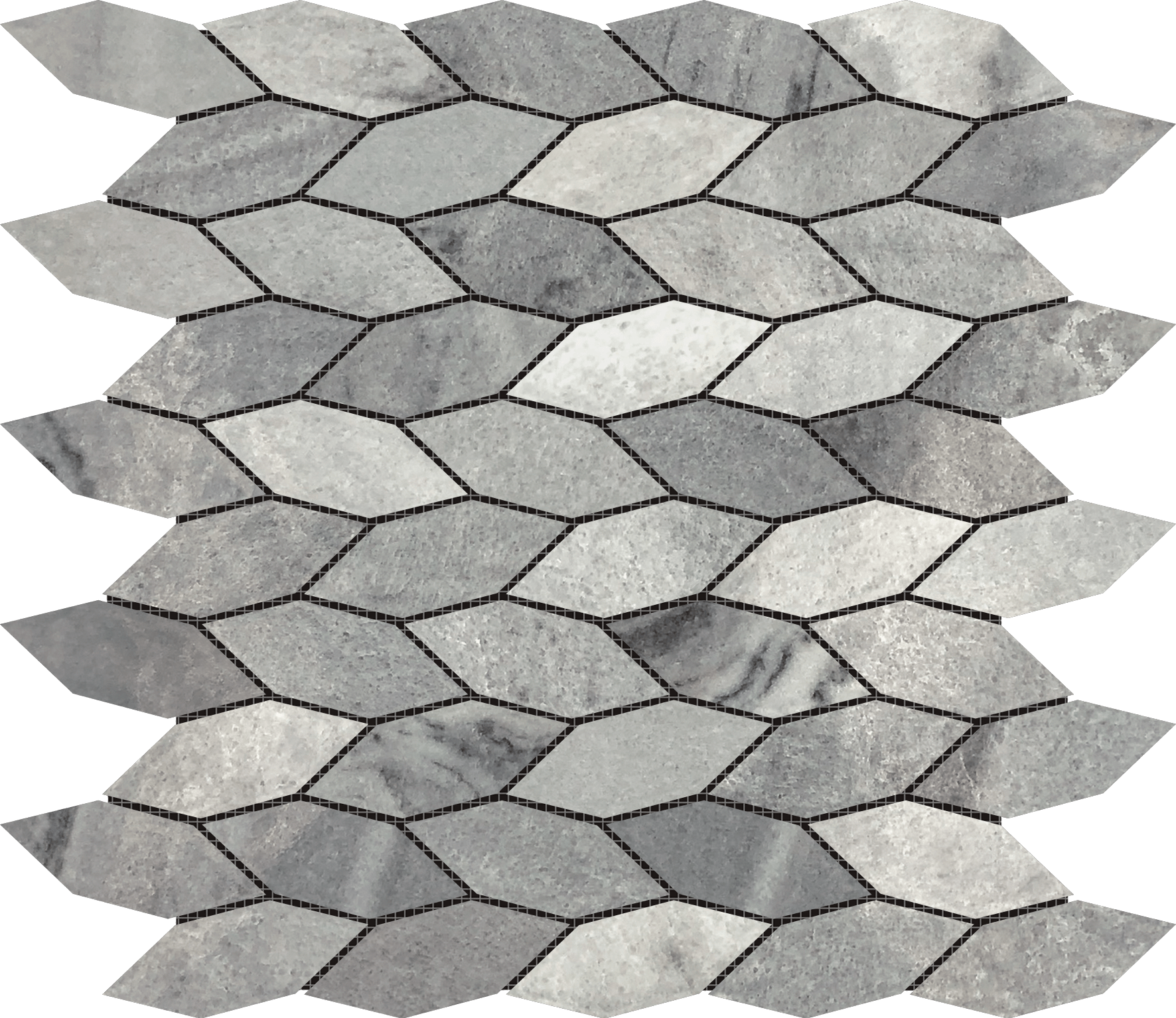 Elongated Hexagon Ice Grey "Leaves" Mosaic | Mohawk Tile and Marble