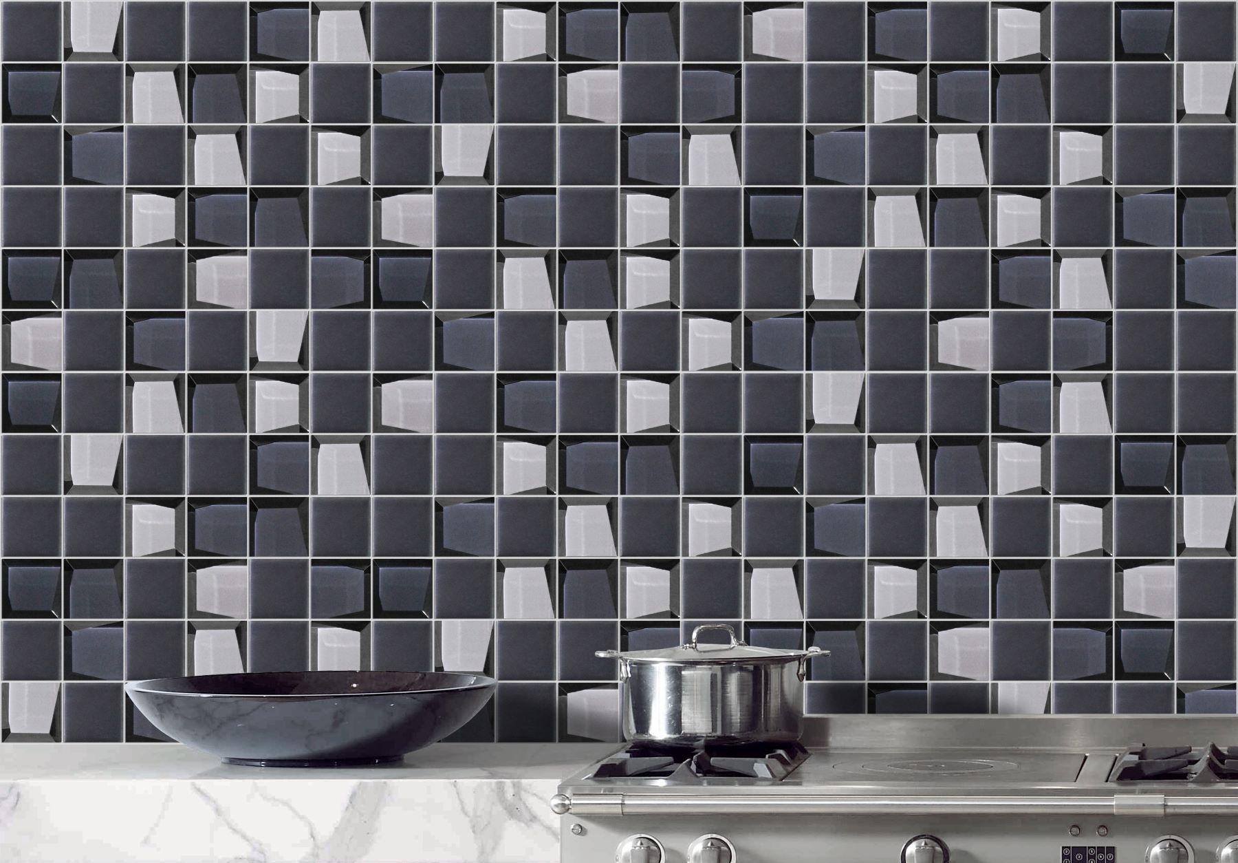 Glass 2"x2" Grey Mix Mosaic | Mohawk Tile and Marble