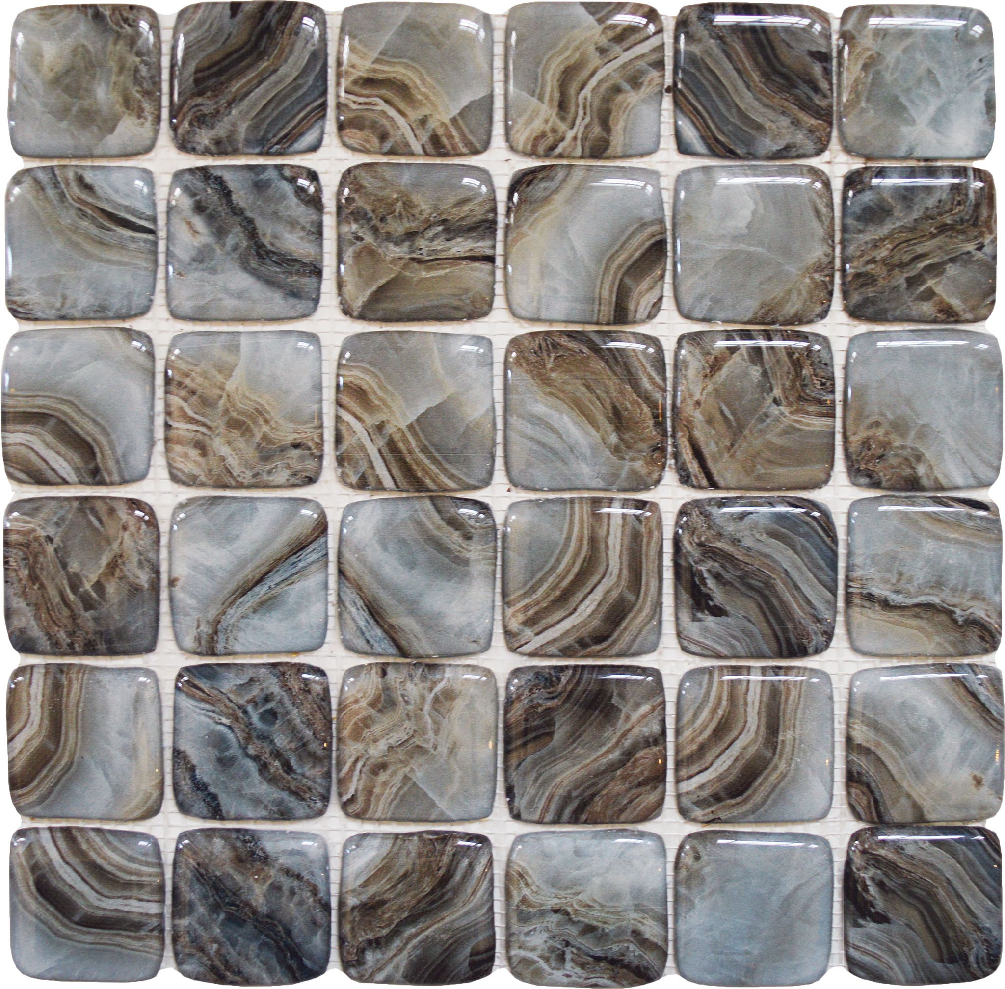 Glass Square Grey Beige Mix Marble Pattern Mix Mosaic | Mohawk Tile and Marble