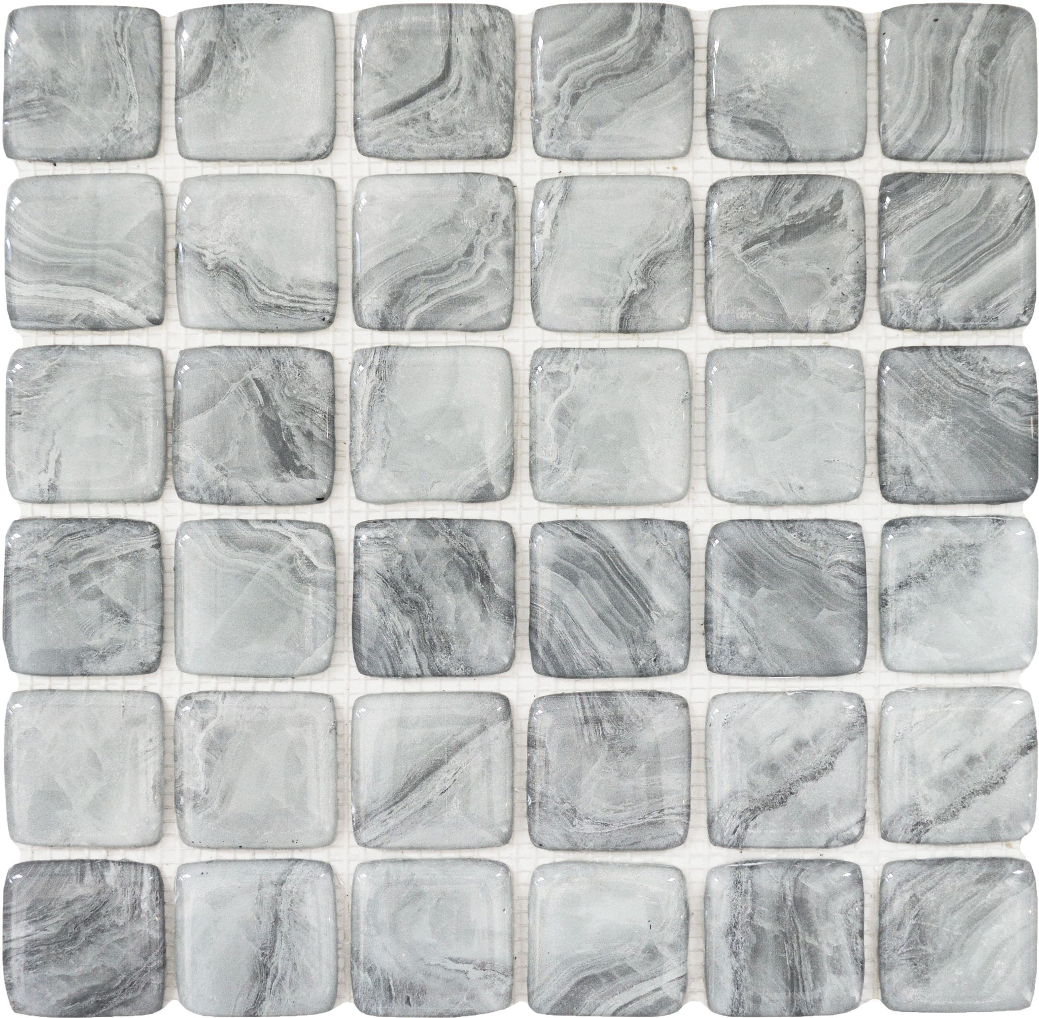 Glass Square Light Grey Marble Pattern Mix Mosaic | Mohawk Tile and Marble
