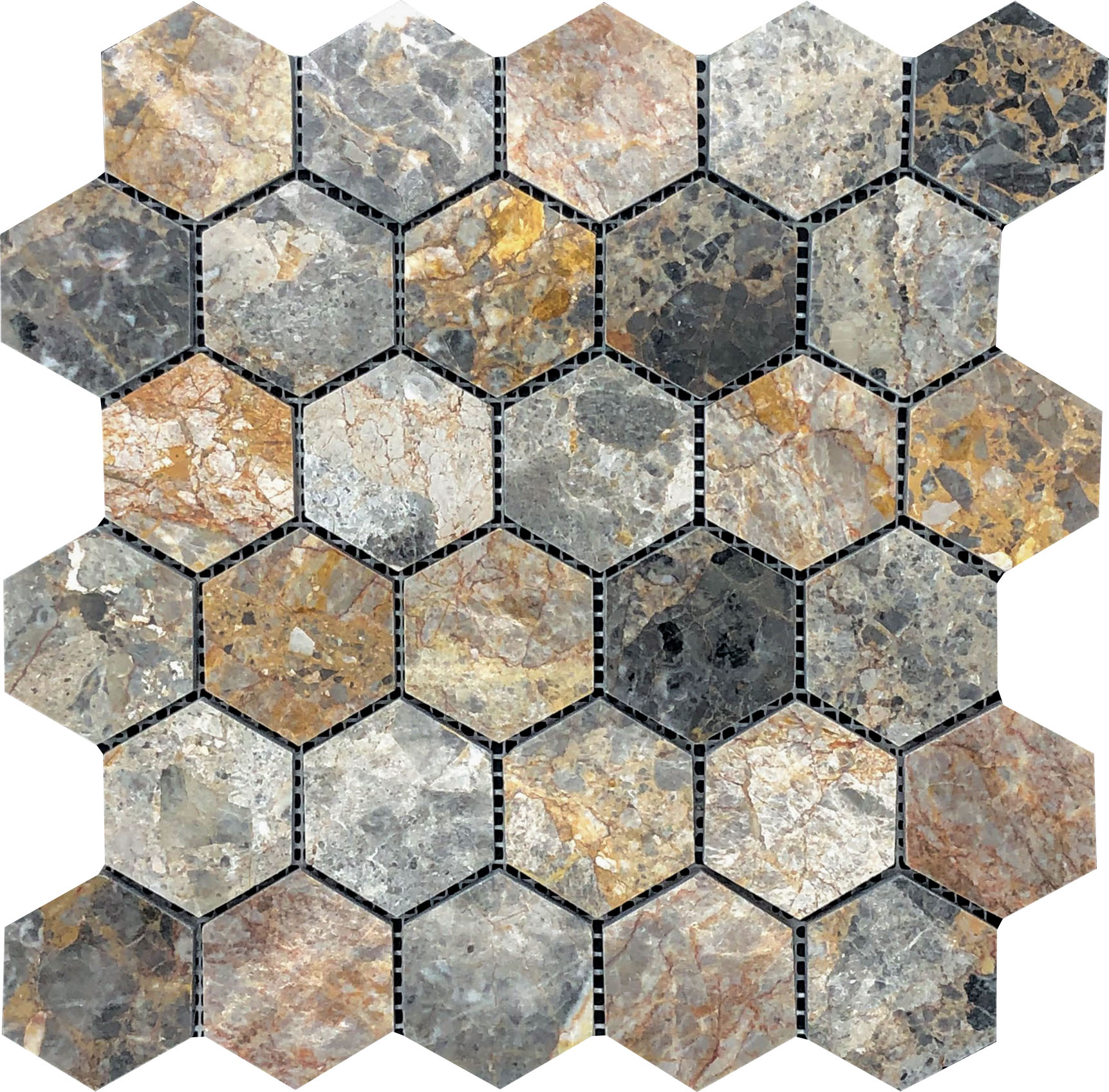 Hexagon Royal Vein Mosaic | Mohawk Tile and Marble