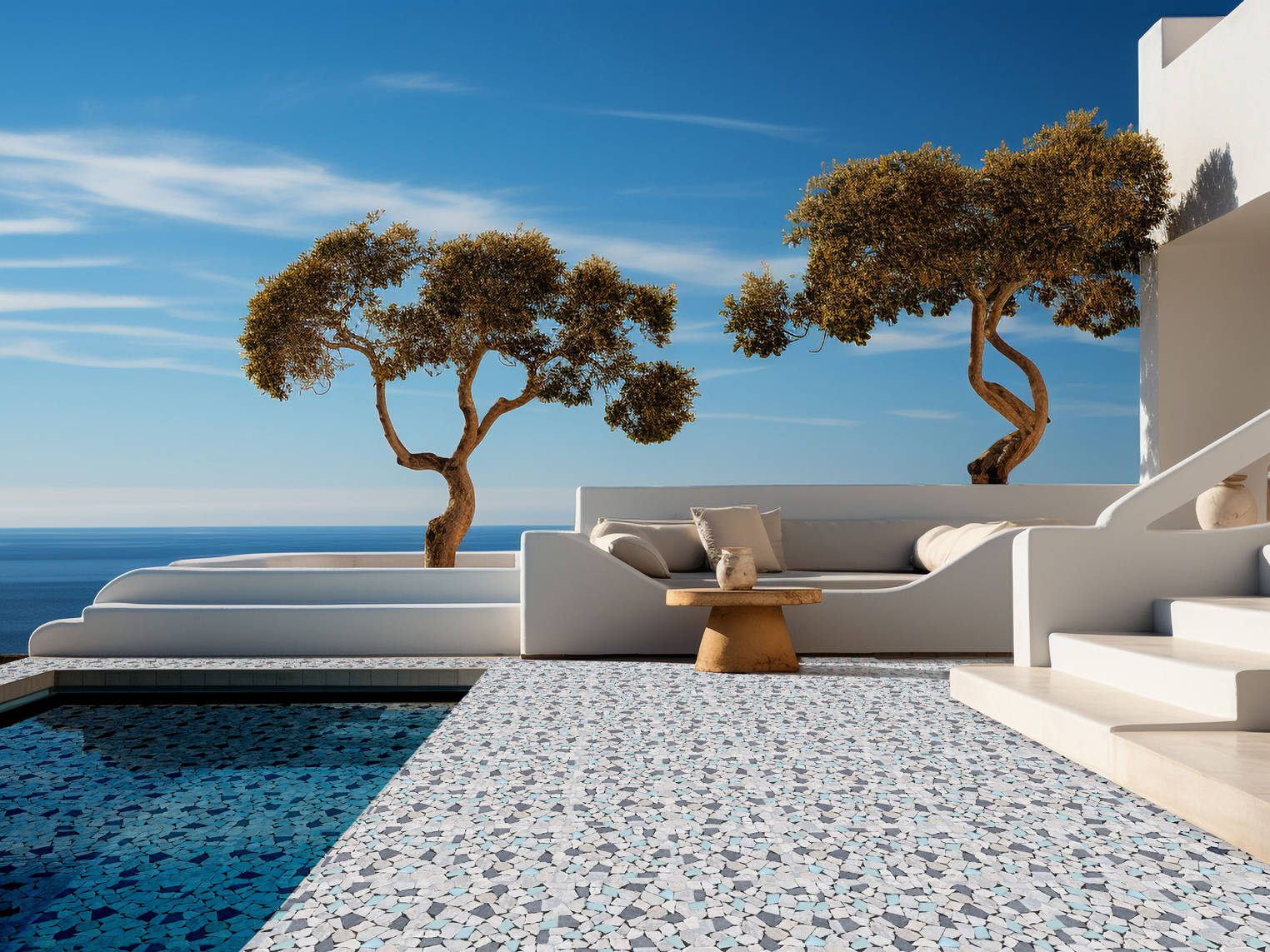 Mini Opus Beige Grey Marble Mix & Green Glass | Mohawk Tile and Marble