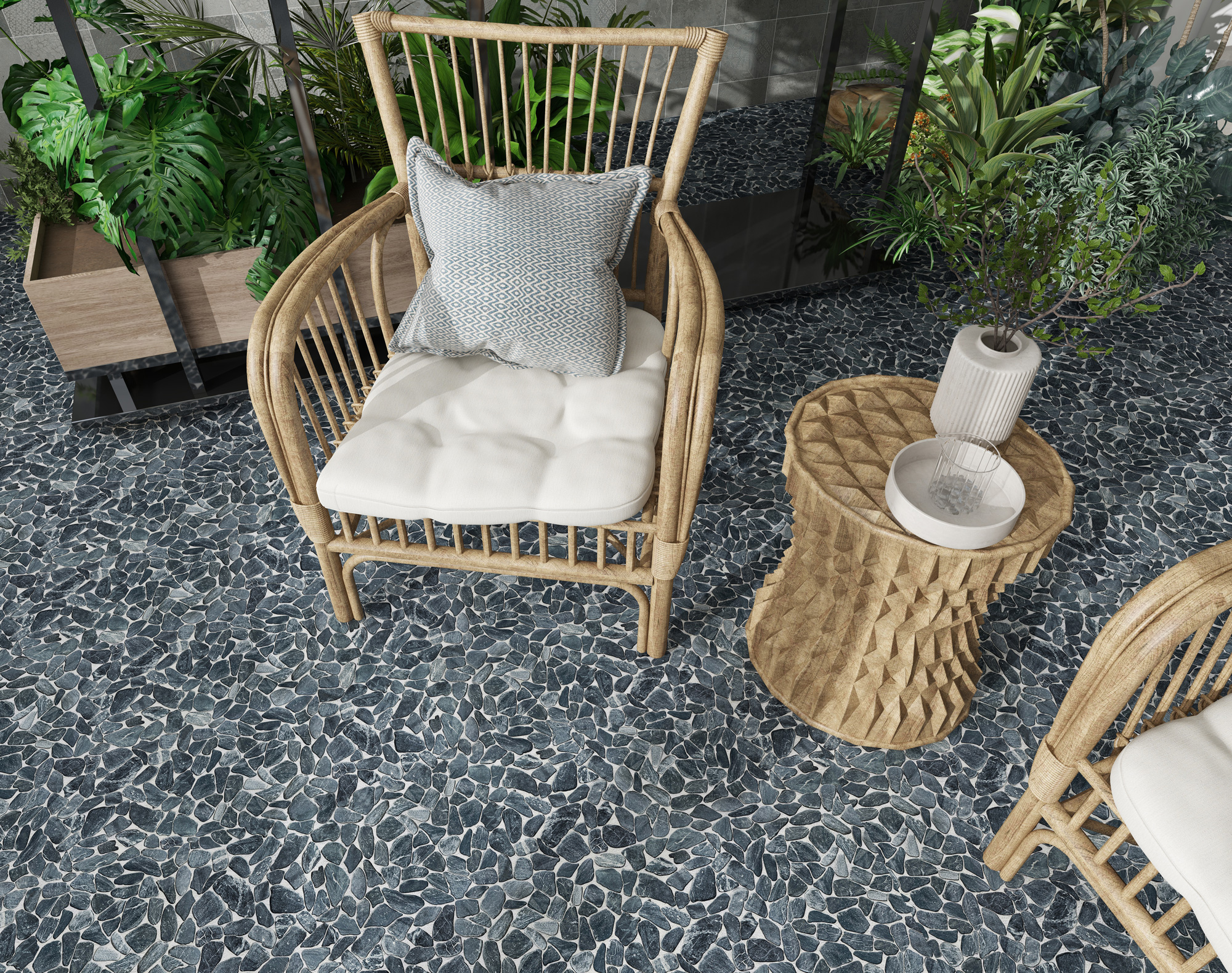 Mini Opus Matte Grey Mix Marble Stone Interlocking | Mohawk Tile and Marble