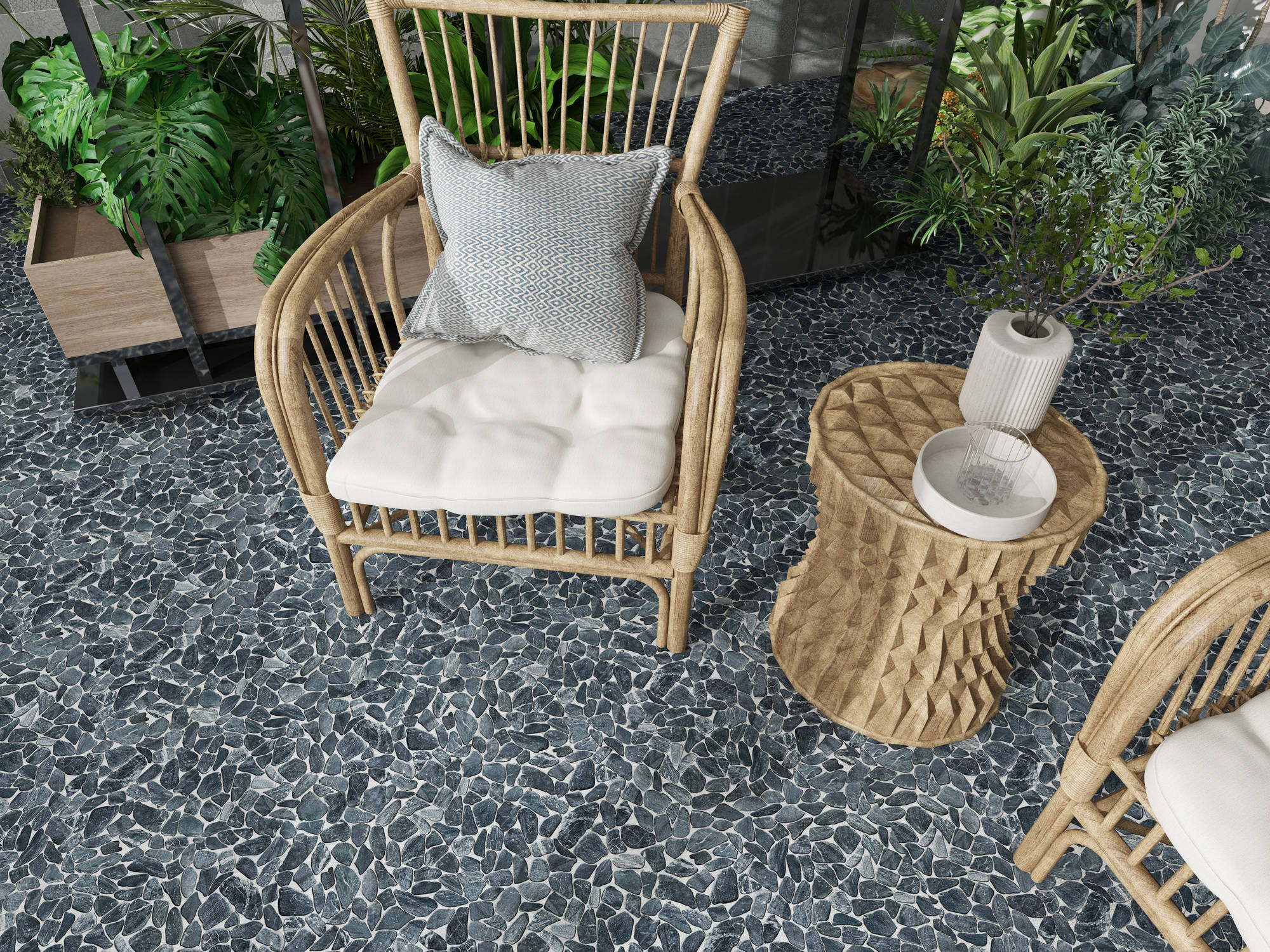 Mini Opus Matte Grey Mix Marble Stone Interlocking | Mohawk Tile and Marble