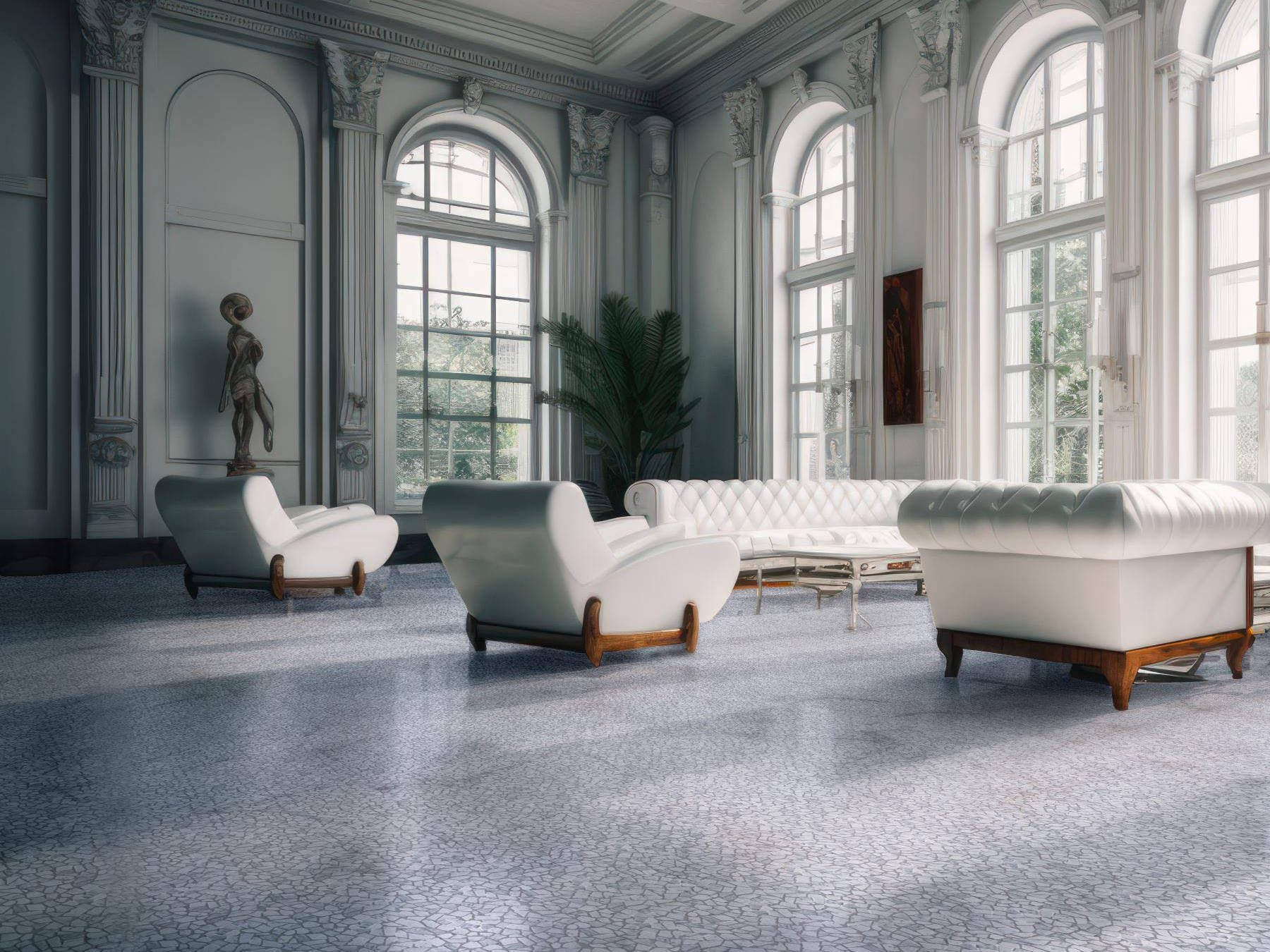 Mini Opus Matte White Grey Marble Stone Interlocking 2 | Mohawk Tile and Marble