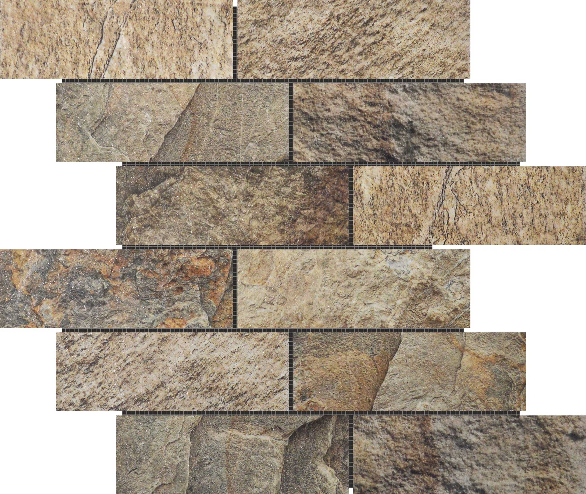 Slate Stone Beige Glazed Ceramic 2"x6" Brick | Mohawk Tile and Marble