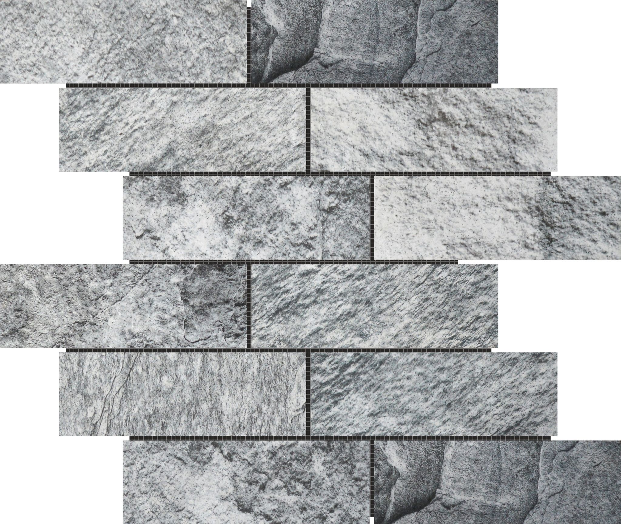 Slate Stone Grey Glazed Ceramic 2"x6" Brick Mosaic | Mohawk Tile and Marble
