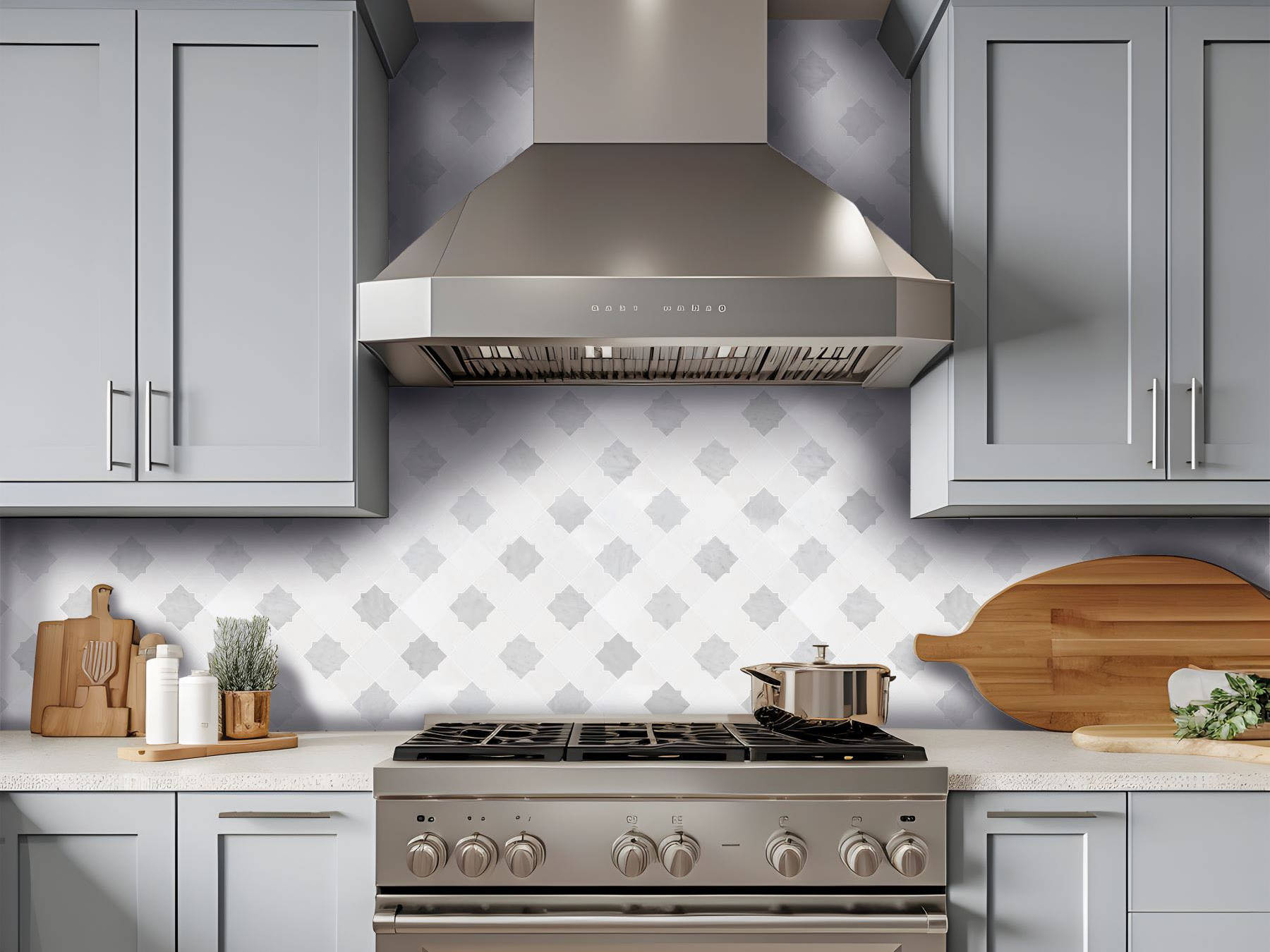 Star & Square White & Grey Mix Marble 2 | Mohawk Tile and Marble