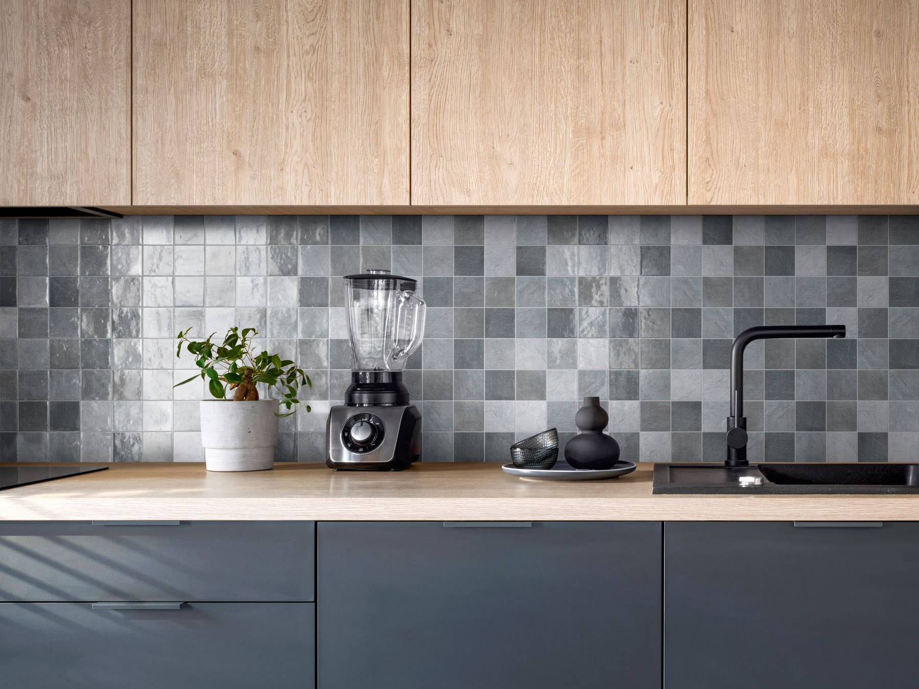 Zellige Glazed Ceramic Grey Mix 3