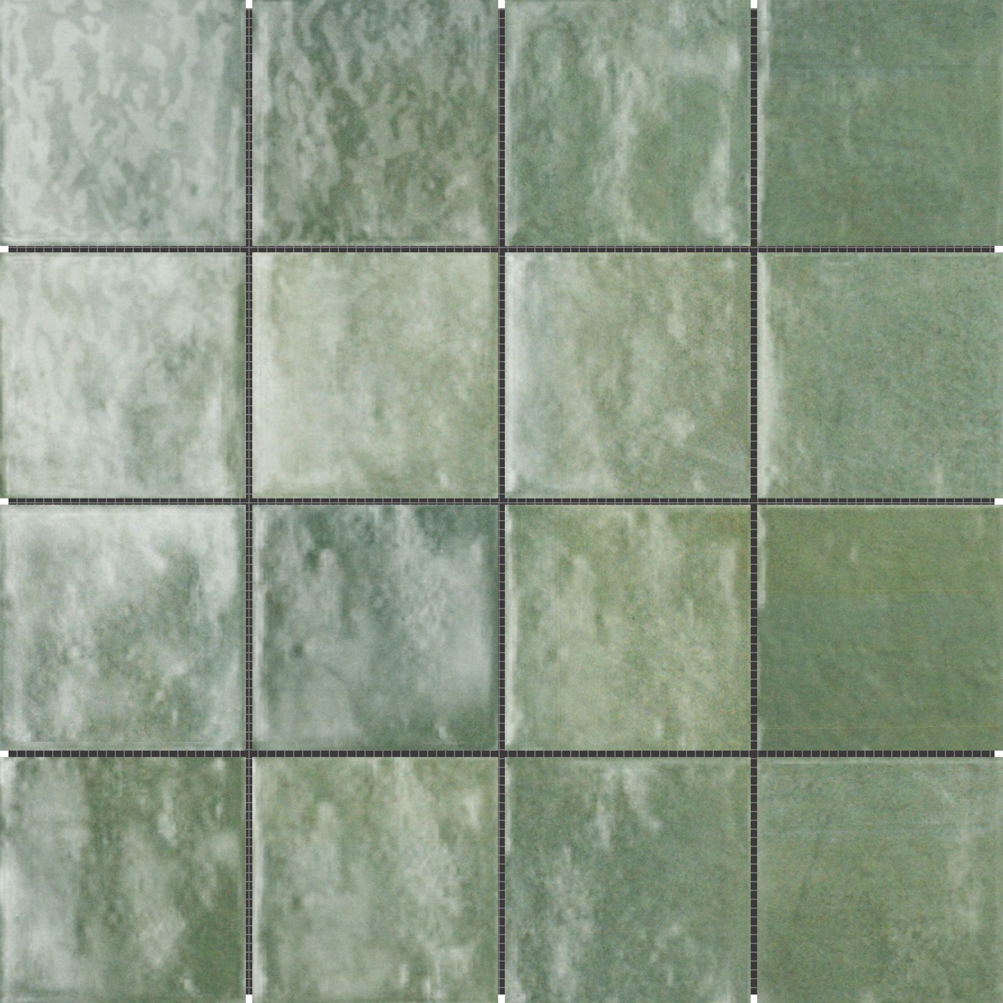 Zellige Glazed Ceramic Soft Green Mix 3"x3" | Mohawk Tile and Marble
