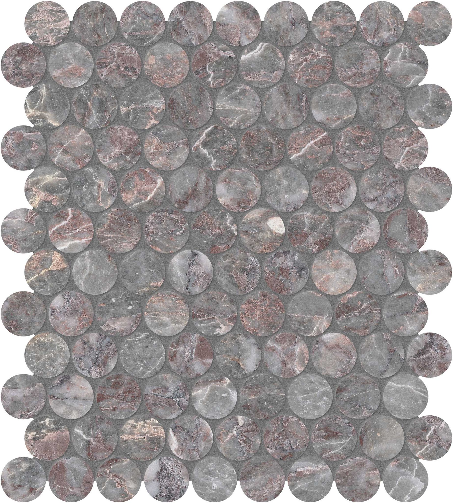Sereno Burgundy 1.25 Penny Round Mosaic | Mohawk Tile and Marble