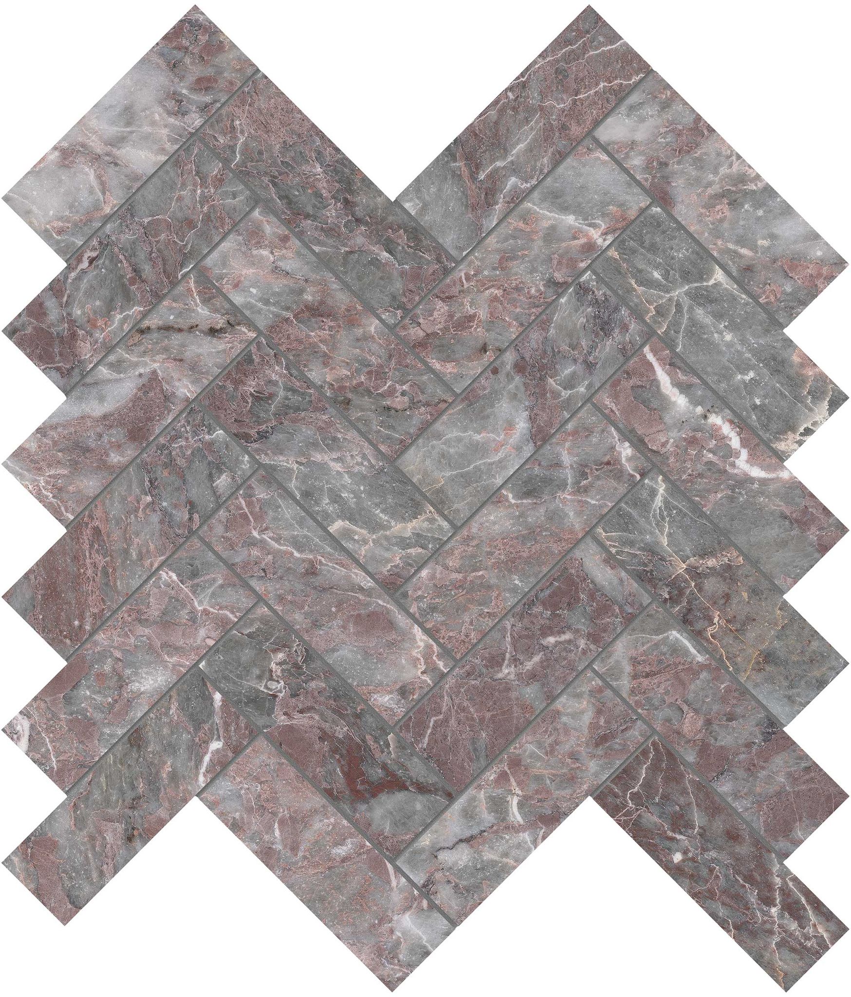 Sereno Burgundy 1.25x4 Herringbone Mosaic | Mohawk Tile and Marble