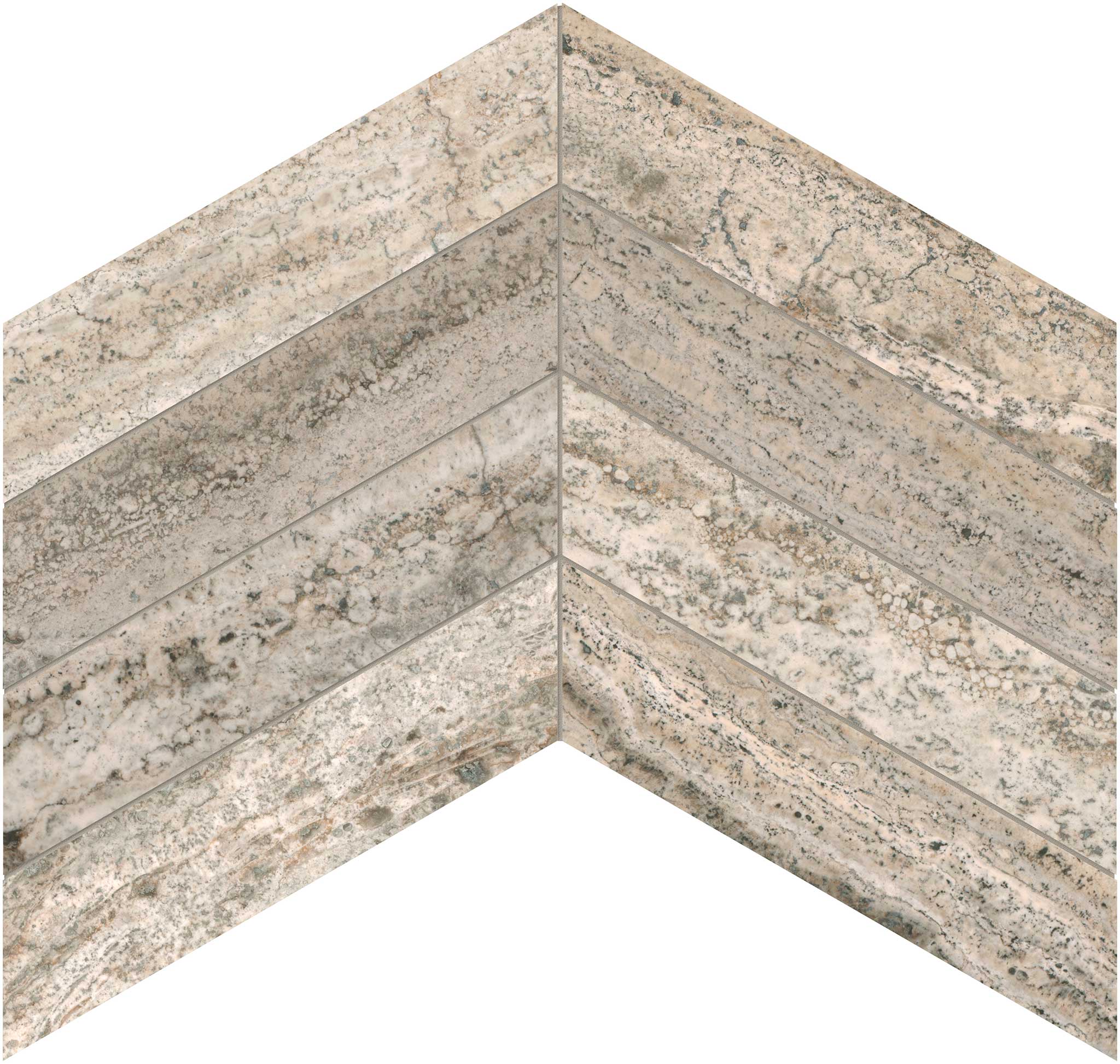 Silver Ash 2x8.5 Chevron Mosaic | Mohawk Tile and Marble