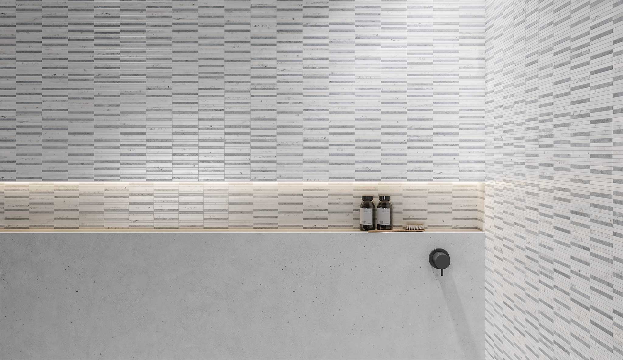 Utopio .5x6 Stacked Polar Mosaic | Mohawk Tile and Marble