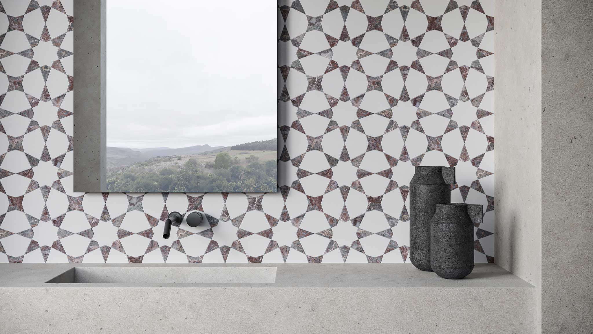 Utopio Stellar Burgundy Mosaic | Mohawk Tile and Marble