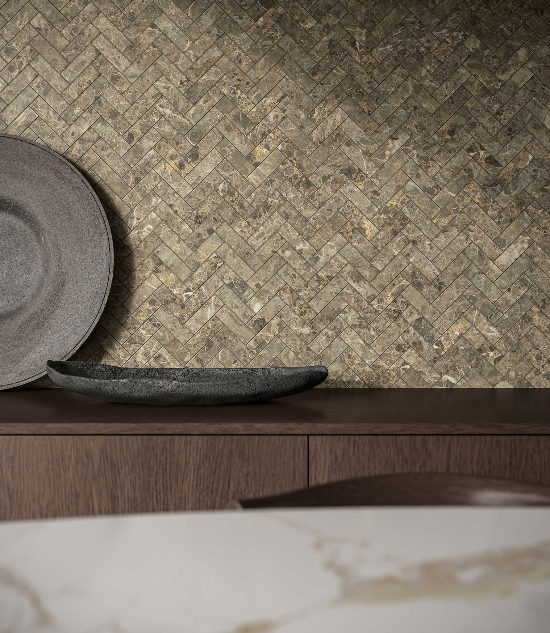 Velutto Ash 1.25x4 Herringbone Mosaic | Mohawk Tile and Marble