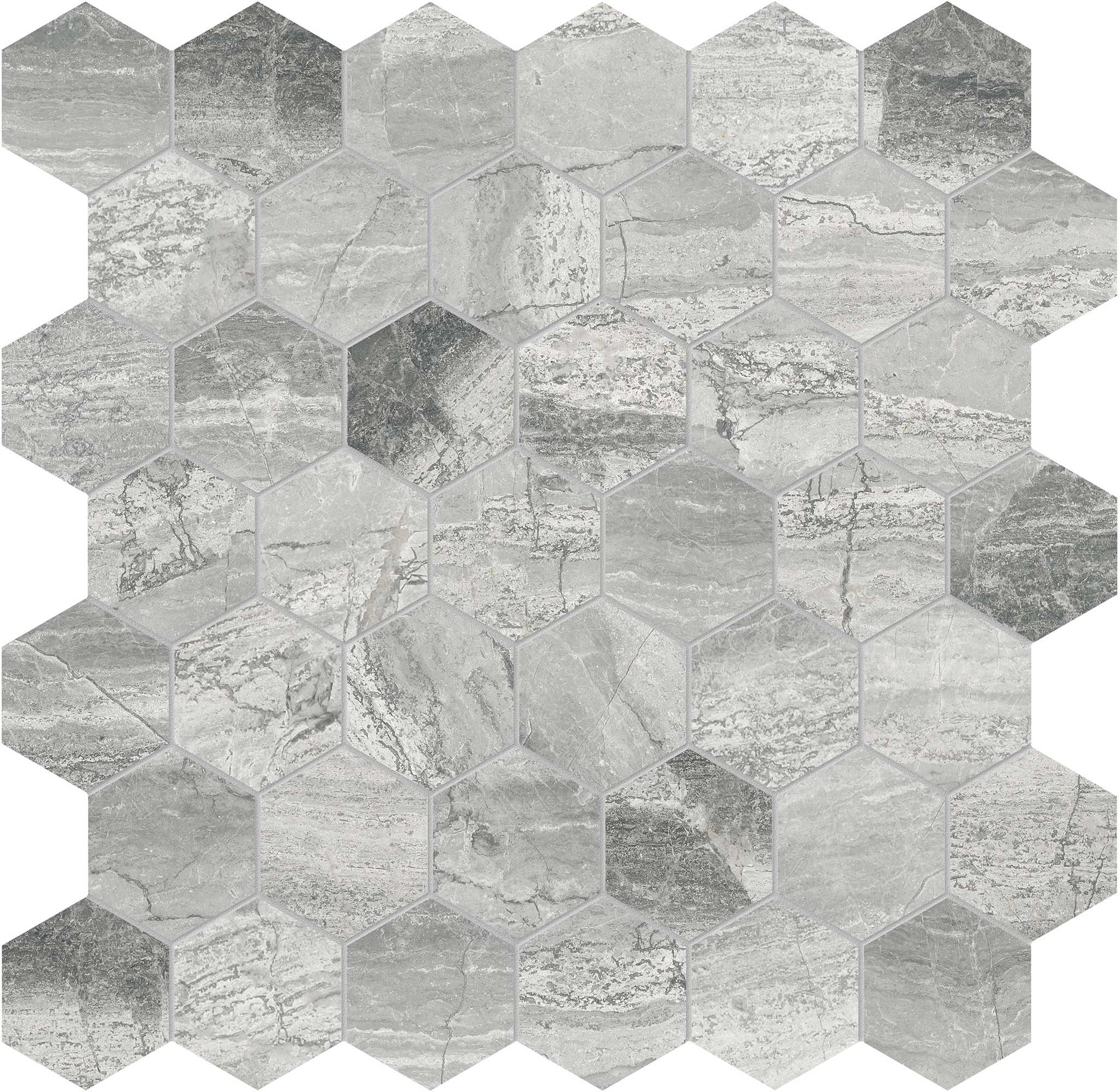 Volcana Notte 2 Hexagon Mosaic | Mohawk Tile and Marble