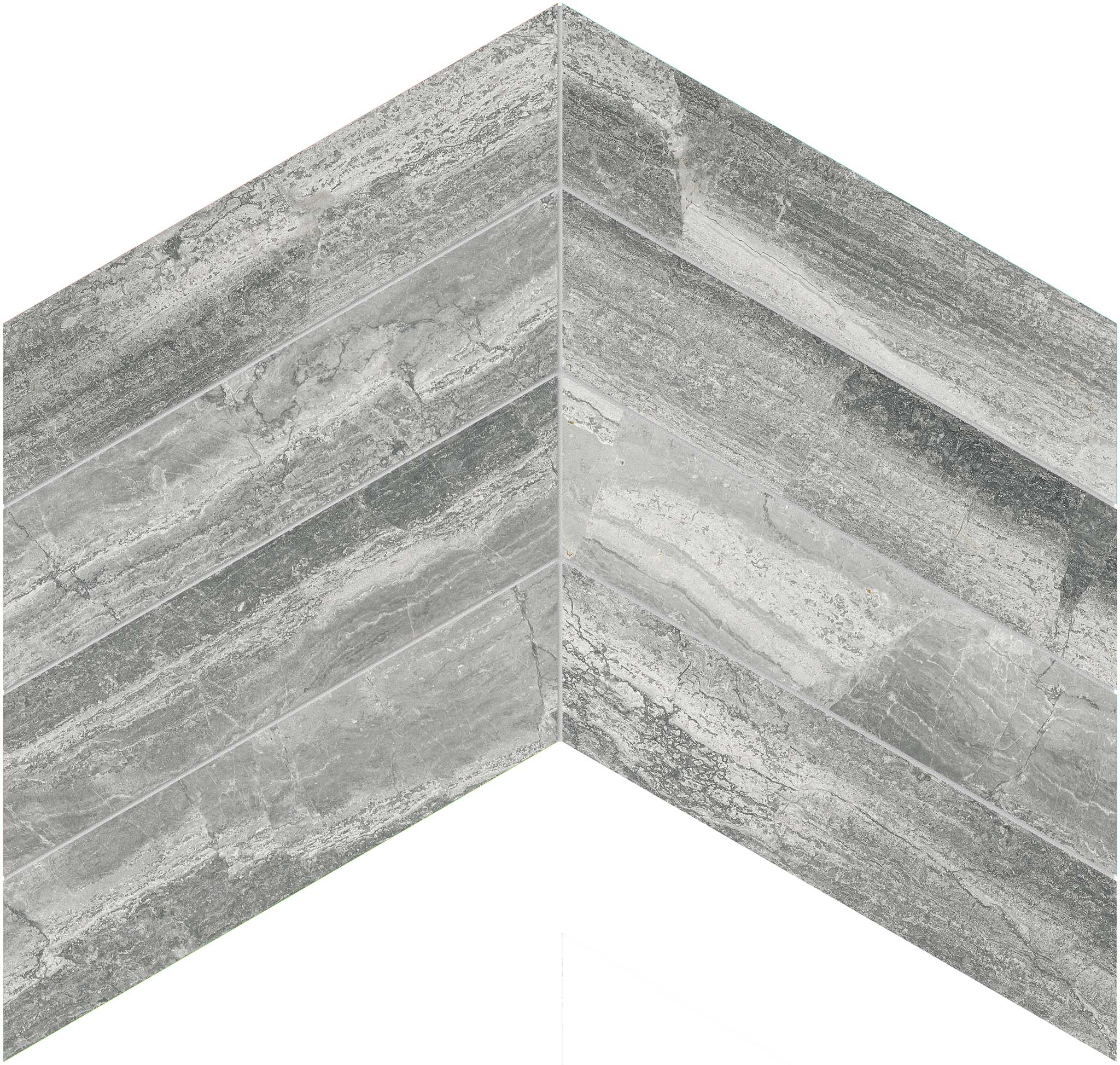 Volcana Notte 2x8.5 Chevron Mosaic | Mohawk Tile and Marble