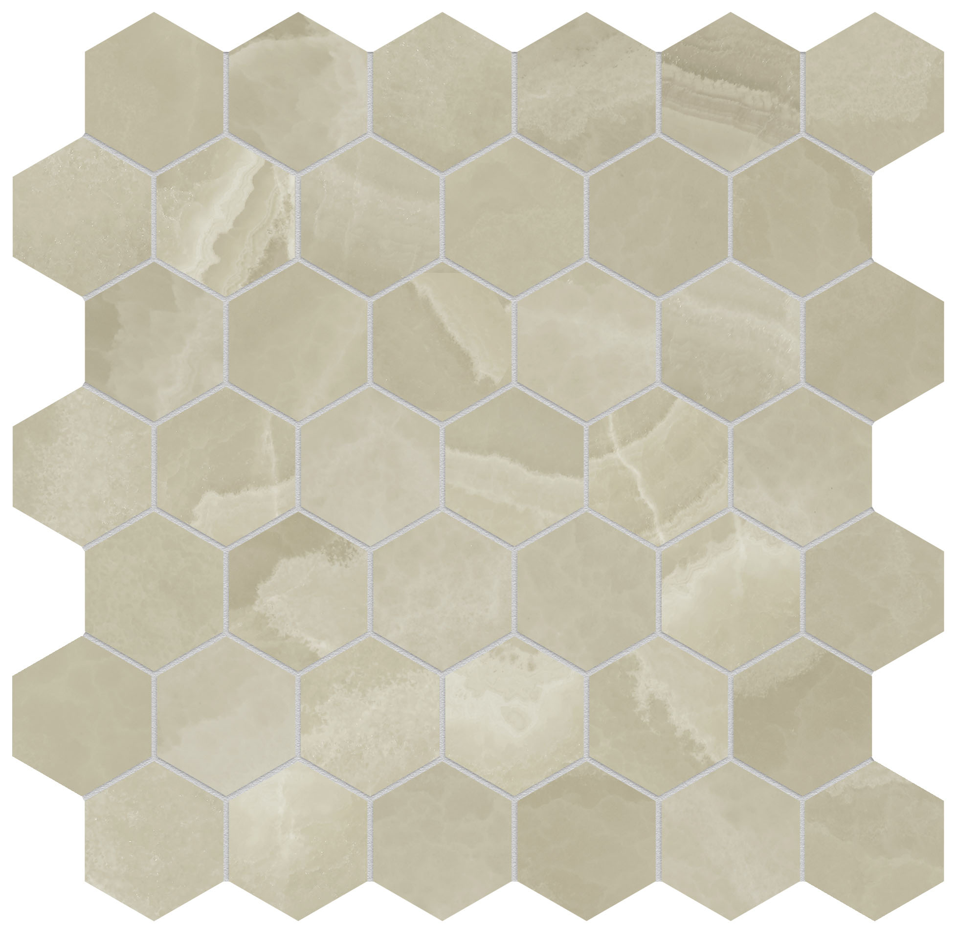 Lustra 2" Hex Onyx Hazel Honed | Mohawk Tile and Marble